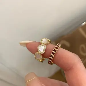 LUXJELWEL - 2024 New Korean Oil Dropping S Love Metal Opening Ring Fashionable Elegant Simple Geometric Ring Women's Jewelry