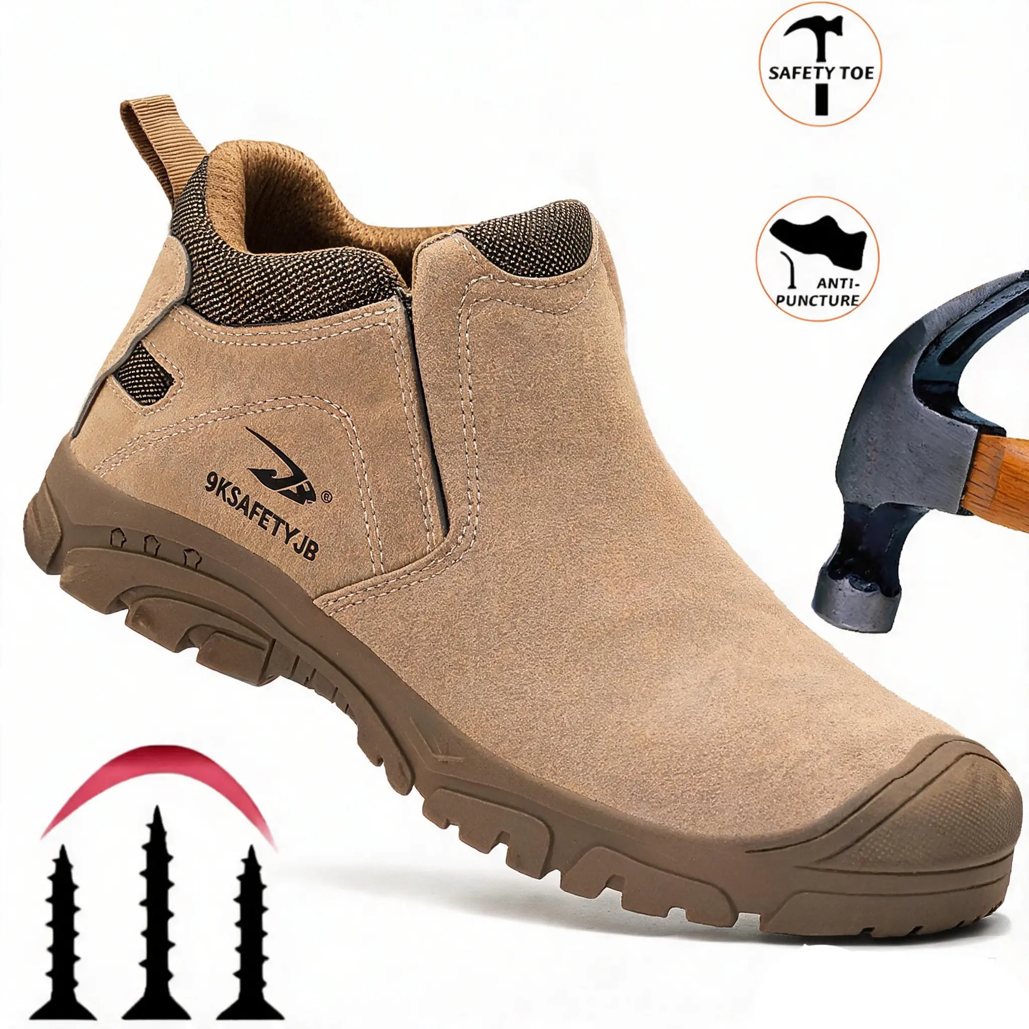 Lightweight Steel Toe Safety Shoes for Men Anti-Smash Anti-Puncture Protective Work Footwear for Construction Sites & Warehouses Breathable Comfortable All-Season Wear Durable Work Shoes Practical Father's Day Gift, Men's Shoes, Anti-Injury Work & Safety