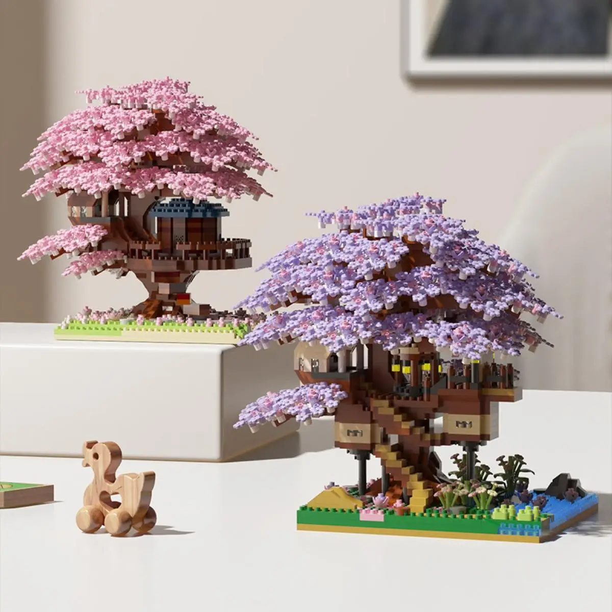 Mini Cherry Blossom Tree House Building Blocks (1 Box), Creative Building Blocks Toy, Educational Toy for Kids, Home Decoration, Birthday Gift, Festiv