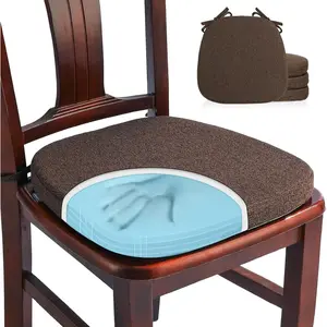 4 Pack Memory Foam Chair Cushions for Dining Chairs, Friendly Woven Fabric 16" U-Shape Comfortable Kitchen Chair Pads, Removable Slip Resistant Seat Cushions (Set of 4, Dark Brown)