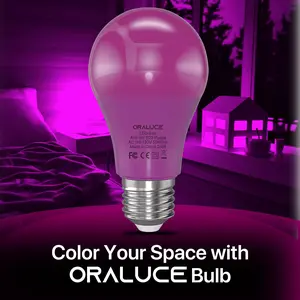 Purple LED Light Bulbs Indoor Outdoor, A19 Colored Bulb, E26 Base 60W Non-Dimmable Lamp Bulb, for Bedroom, Lamps, Patio, Halloween, Christmas, Party, Holiday Decor, 6 Pack