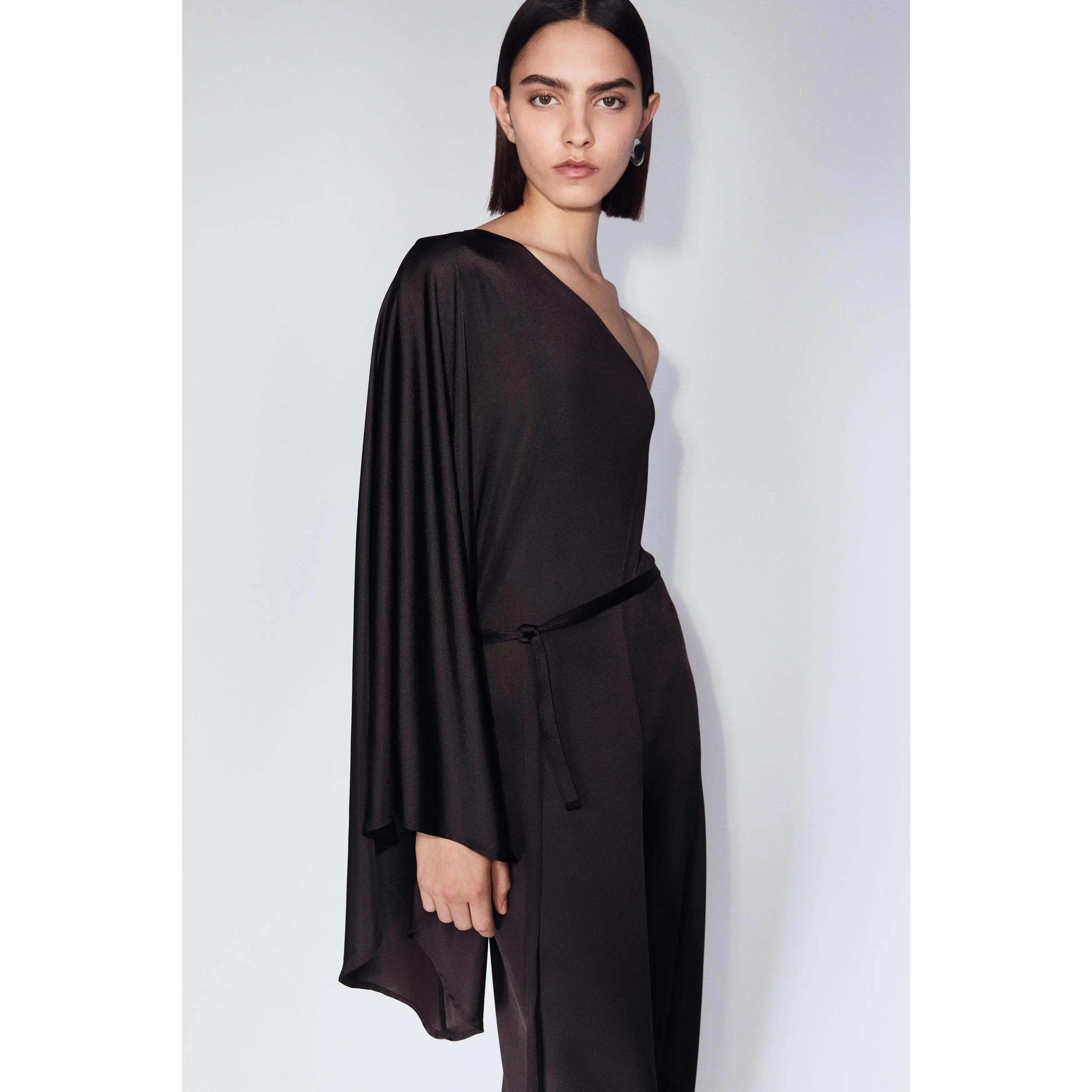 H&M Tie-belt one-shoulder jumpsuit