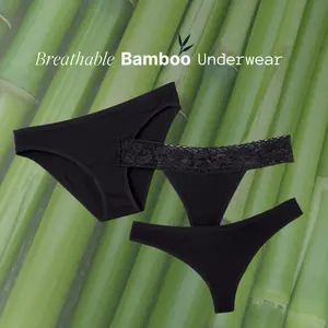 Breathable Bamboo Women's Underwear Style Sampler Thong Lace Thong Bikini Minimalist Sports Pattern Ultra Soft Flexible Fit Eco Friendly Low Impact Dyes Basic Panties for Women