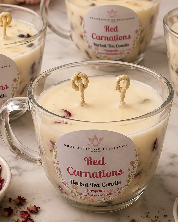 Red Carnation candle made with essential oil 90 hour burn time 3 wick (Copy)