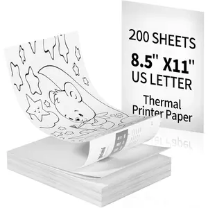 Thermal Printer Paper 8.5" x 11",  Letter Thermal Papers, Continuous Perforated Folding Paper, Compatible with JADENS/Itari M08F Printers, 200 Sheet.