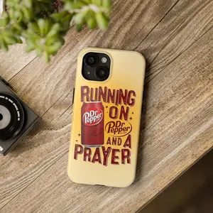Running On Dr Pepper And A Prayer Phone Case, Dr Pepper Tough Phone Case, Vintage Case For iPhone