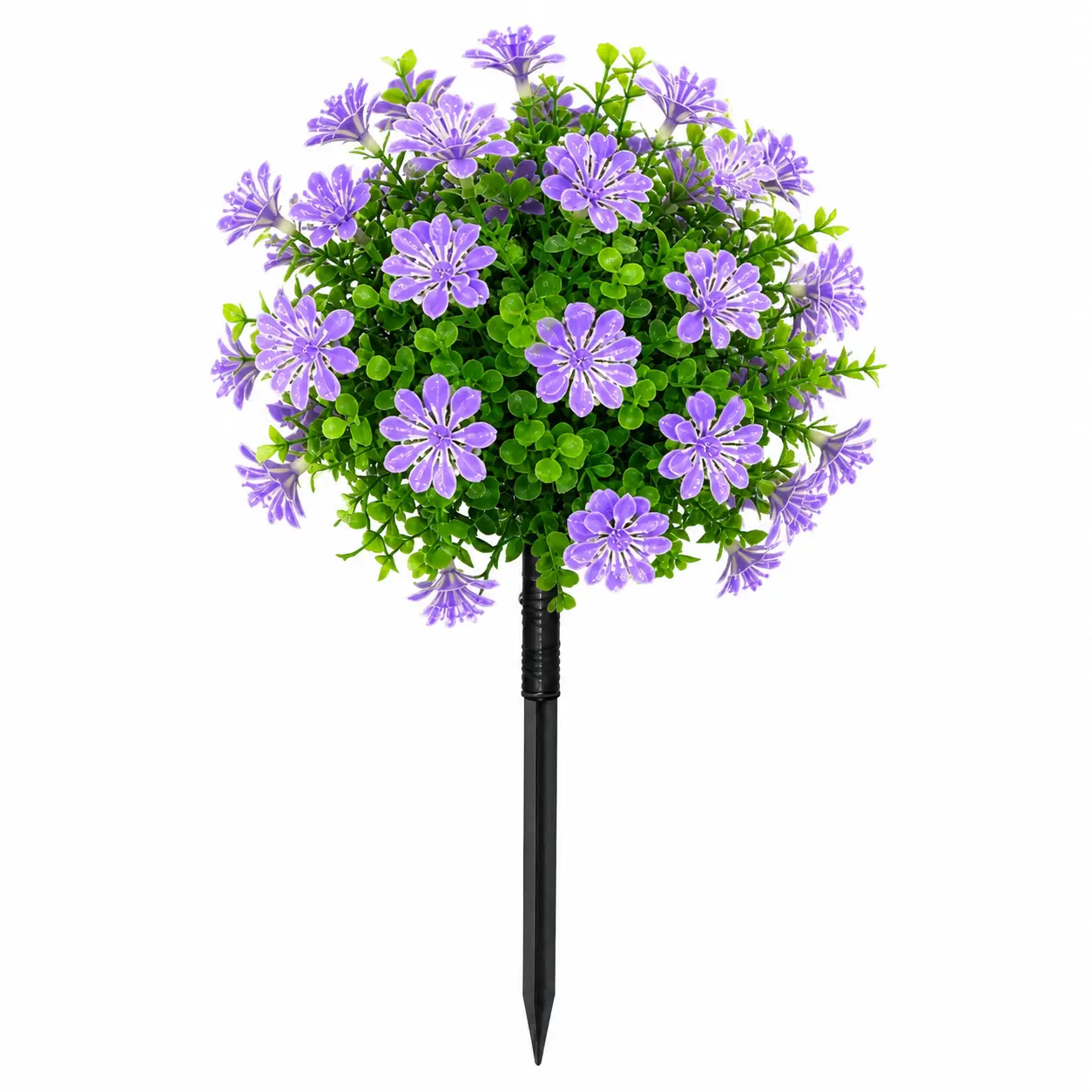 Purple Artificial Cosmos & Faux Eucalyptus-Holly Greenery Mixed Decorative Flowers, Nature-Inspired Wooden Plants for Indoor-Outdoor Home, Porch & Patio Accents