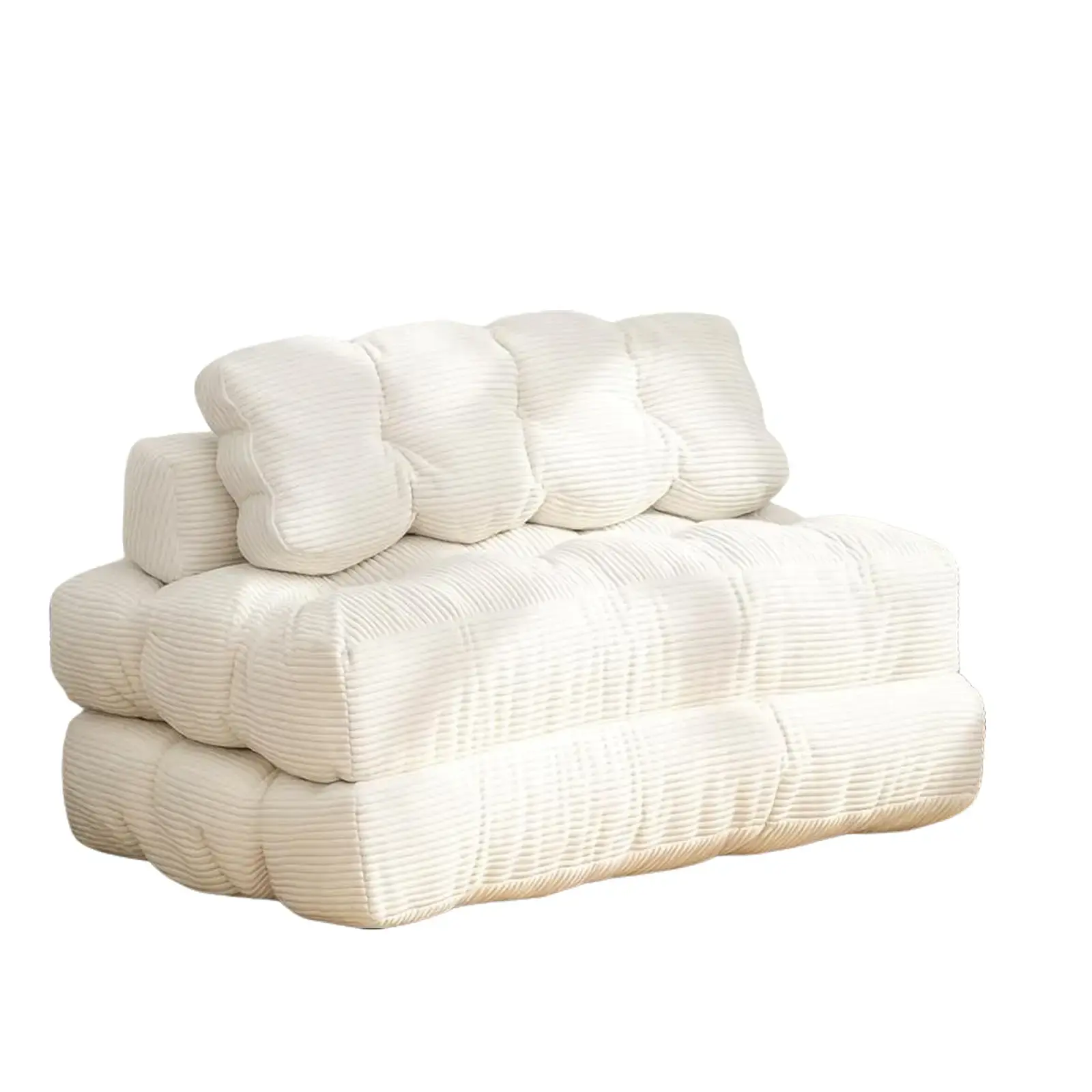 SohoChic 2-Seat Armless Modern Sleeper Sofa Bed - Wide Wale Corduroy Tufted Cotton Pull Out Foldable Floor Couch for Adults, Couch for Bedroom, Shape-Hold Polyurethane Foam, 43.7 lbs, 53.1×12.8×12.8 in, 78.7×51.2×7.9 in