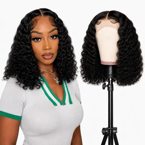 [Black Friday Deals Early] 13X4 HD Transparent Lace Front Real Human Hair Wig, $59.99, Heat Resistant, Lace Front Allows Easy Parting, Versatile Styles (Deep Wave, Body Wave, Straight)