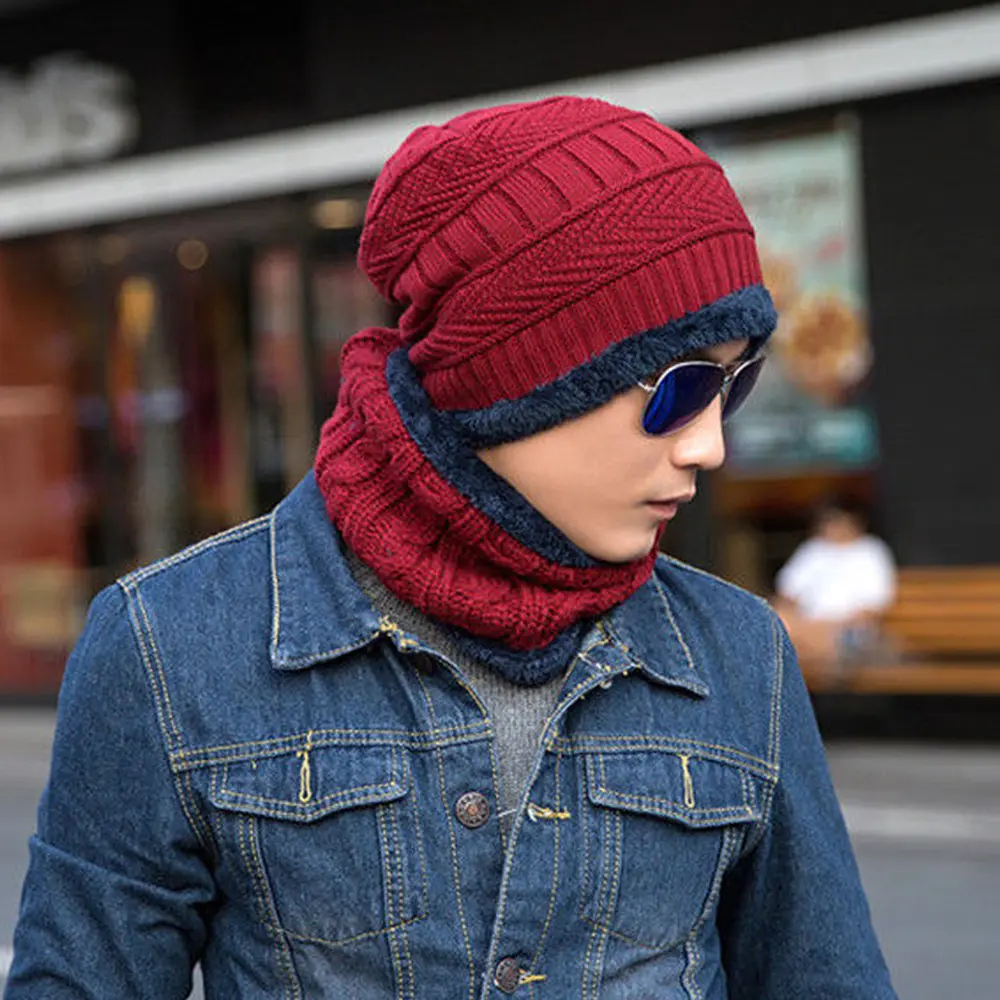 Winter Beanie Hat Scarf Set Fleece Warm Balaclava Snow Ski Cap for Kid Men Women