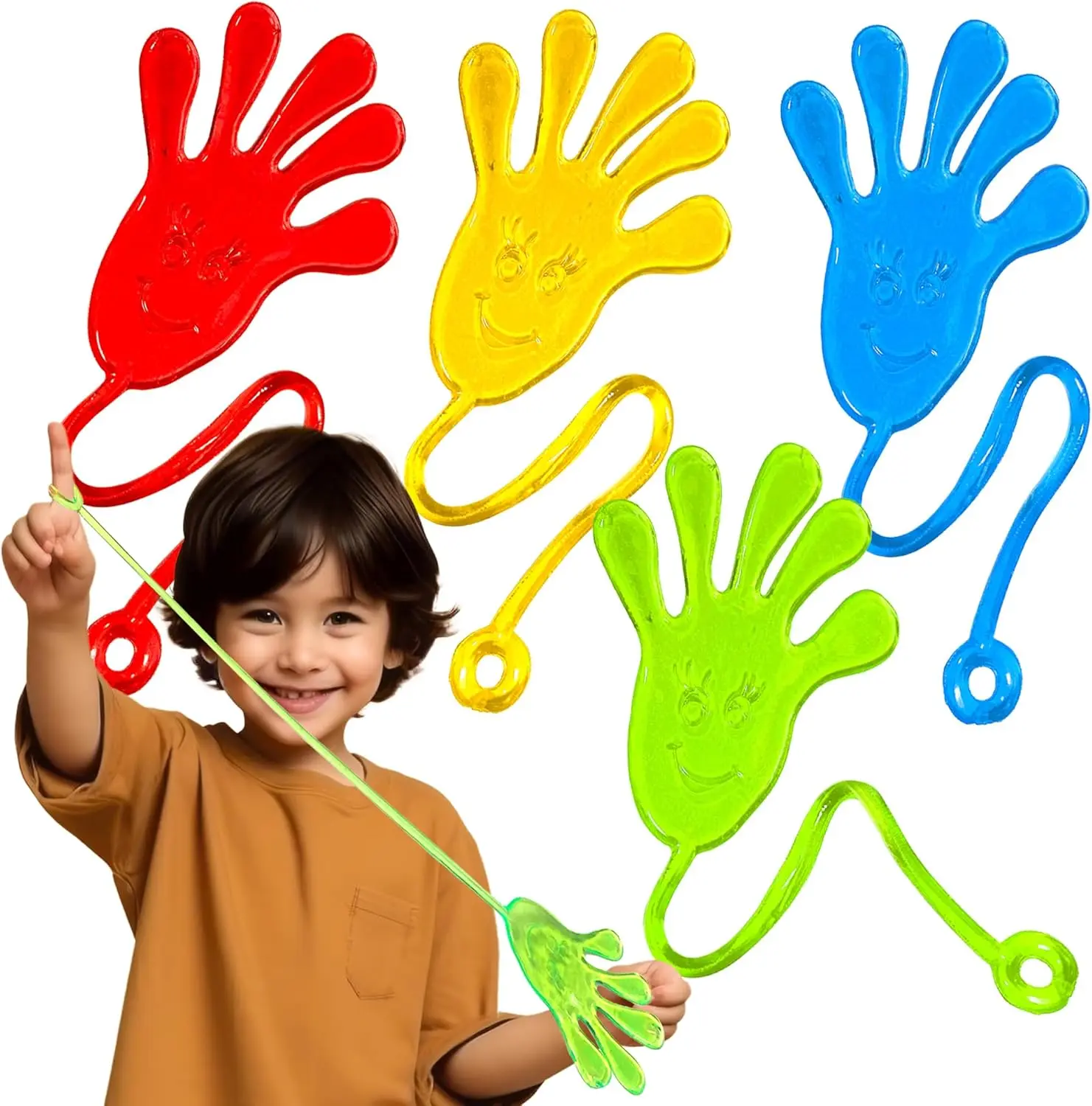 40 Pack Vibrant Sticky Hand Toys – Stretchy Sticky Hands for Birthday Party Favors, Classroom Prizes, Christmas Stocking Stuffers & Halloween Goodie Bags