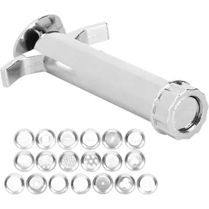 1 Set Silver Clay Extruder Multifunction Mud Extruder Sculpture Modeling Tool with 19Pcs Tip Molds for Clay Craft Mixers Presses