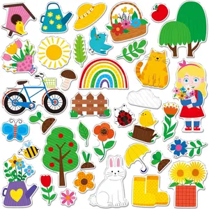 38PCS Reusable Jelly Stickers Waterproof Spring-Theme Window Cling Stickers for Toddlers Removable Easy to Clean Gel Decals for Kids Adults Home Classroom Decors Travel Toy (Not Edible)