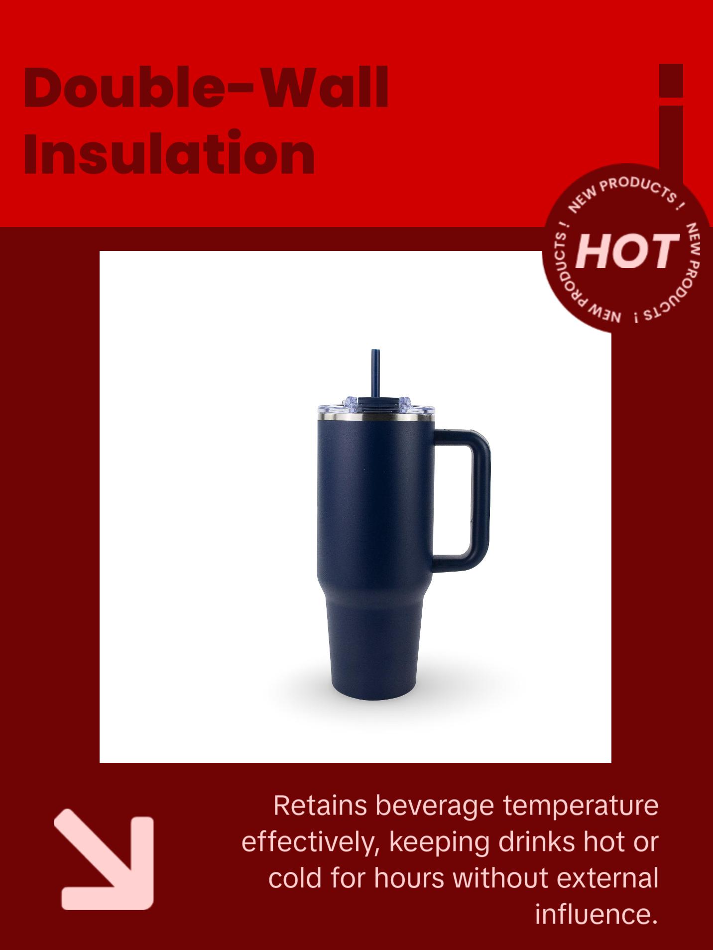 40oz Big Swig Handle Tumbler - Dual Function Lid - Matching Color & Clear Straw & Straw Cleaner