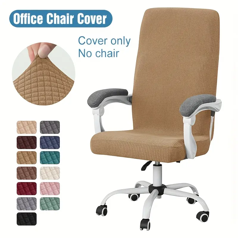 1 Pc Waterproof Thickened Jacquard Stretchable Computer Office Chair Covers Dustproof Pet Scratch Resistant Retractable Removable Washable Stretch Chair Slipcovers Office Chair Cover