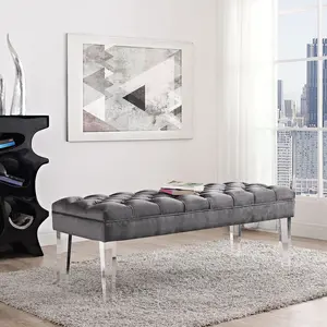 Modway Valet Performance Velvet Bench in Gray