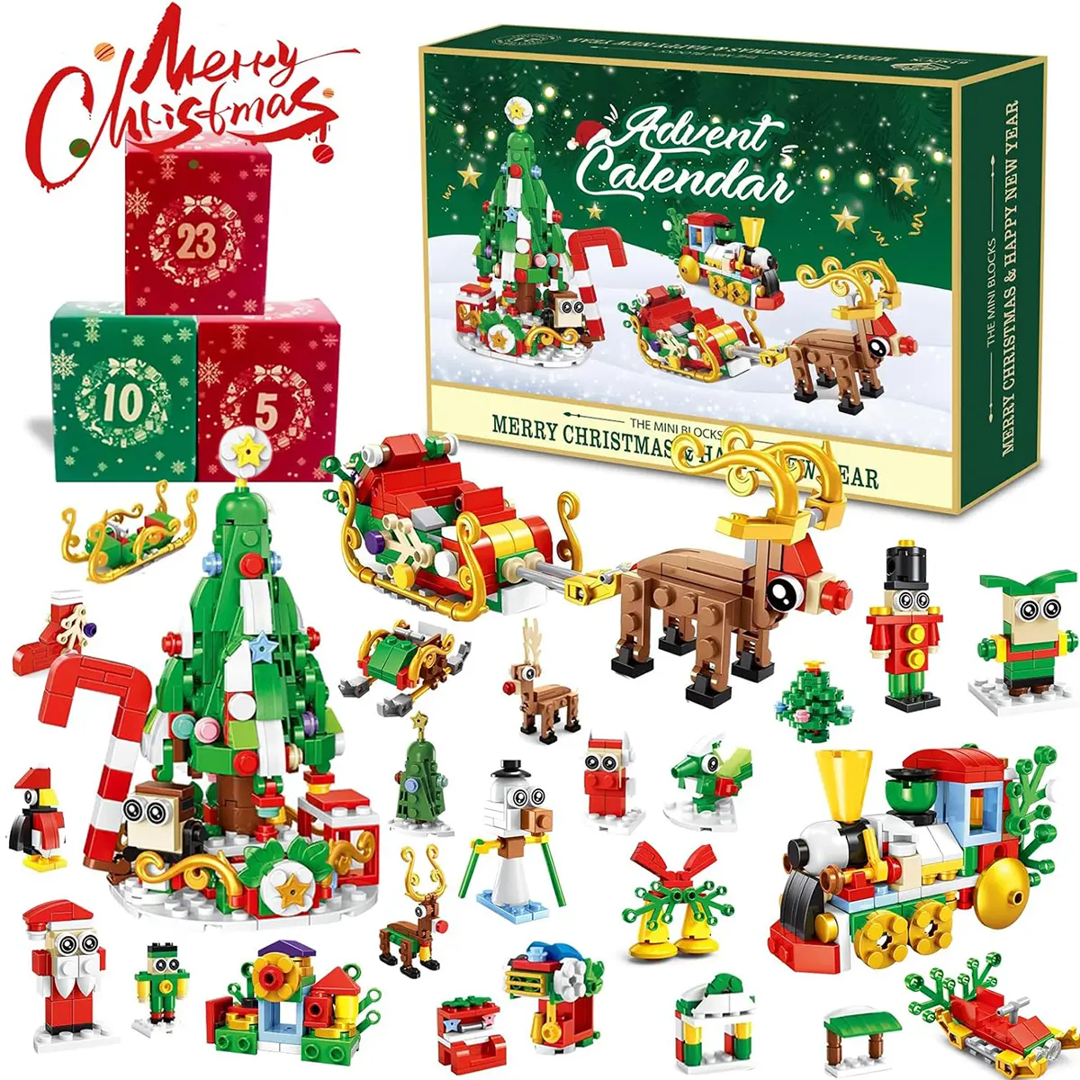 Advent Calendar 2026 Christmas Tree Building Set with LED light, 24 Days Christmas Countdown Calendar, Christmas Building Blocks with 2 Play Ways, Creative Xmas Gifts, Ages 6+