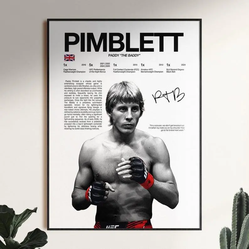 Paddy Pimblett Poster, UFC Wall Print, MMA Wall Print, Fighter Poster, Gym Poster, UFC Fan Room Decor, Gift for Him, ufc Champion