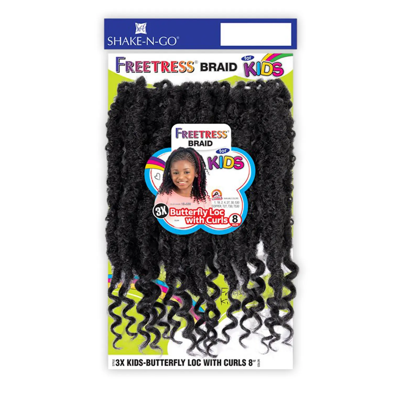 Freetress Crochet Braids, 8-Inch Butterfly Locs with Curls for Kids and Adults, Lightweight and Flame Retardant Unisex Protective Style, Soft Synthetic Hair, 16 Strands