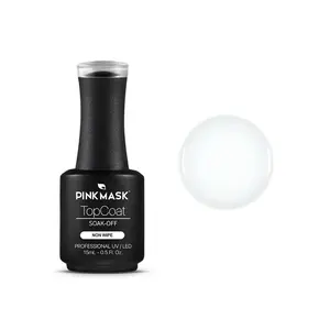 PINKMASK Top Coat Rubber Soak-Off Non Wipe Professional UV LED 15ml Nail Polish