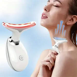 Multifunctional Color LED Facial Massager USB Rechargeable Neck and FaceSkin Massager with 7 LED LightModes Vibrating Facial BeautyInstrument 60OmAh Battery Skin CareComfort Device ldeal Gift for Women1pc Set