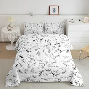 Feelyou Dinosaur Luxury Bedding Set - Multi-Size 3D Digital Print Microfiber Duvet Set, Wildlife Theme Animal Prints Comforter with Jungle Dino Decor, Machine Washable