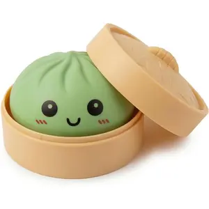 Green Dumpling Squishies Stress Balls, Colorful Squishies Dumpling Fidget Sensory Toy with Food Steamer, Squeeze Dough Ball for Stress Relief, Stretchy Desk Toys Gift