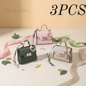 3-Piece Mini Bag Charm Set PVC waterproof material Compact and portable Versatile design Attach to bags or use for storage Ideal for travel, outdoor adventures, shopping trips Holds keys, earbuds, lipstick Adds flair to any bag