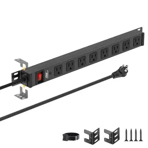 CRST 8 Outlets Wall Mountable Metal Power Strip 2100 Joules Surge Protector 6FT Cable ETL Listed 36 Months Warranty Flexible Installation with Adjustable Brackets