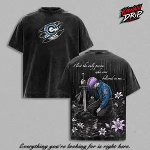 Future Trunks DBZ Vintage T-Shirt - Capsule Corp DBZ Anime Double Printed Vintage Clothes Washed Tee Unisex Oversize Anime Manga Streetwear Top Washed Heavyweight Cotton DBZ T-Shirt