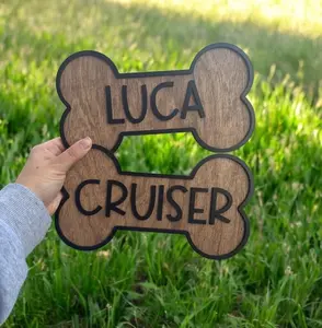 Personalized dog bone name sign, wooden dog name tag, dog kennel and crate sign, custom dog room sign, name plaque for dog, pet lover gift
