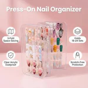 G Nails Spring Capsule Case Acrylic Tri-Fold Press on Nail Organizer Hold 18 Sets