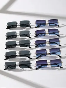 Unisex Vintage Fashionable Rimless Tinted Lens Sunglasses, Trendy Casual Sunglasses for Everyday Use, Fashionable Sunglasses for Outdoor Activities,  Sunglasses for Women, High Quality Sunglasses