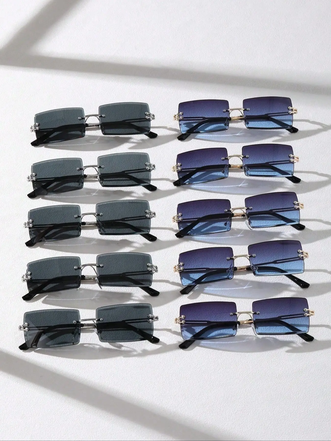 Unisex Vintage Fashionable Rimless Tinted Lens Sunglasses, Trendy Casual Sunglasses for Everyday Use, Fashionable Sunglasses for Outdoor Activities,