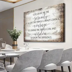 2D Flat, 2D Flat, 2D Flat Framed 2D Flat Canvas Art Featuring a Rustic Serenity Prayer, Ideal for Decorating Bedrooms, Offices, And Living Rooms. A Great Gift for Home And Dorm Decor, It Comes Ready to Hang