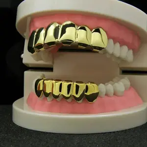 Hip Hop Fashion Dental Braces Set, 2-Piece Male and Female Upper and Lower Braces, Essential for Halloween Parties