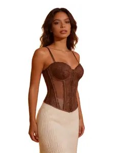 Women's Mesh Lace Corset Top Shapewear Underwear, Sleeveless Backless Design, Elegant Style, Perfect for Daily Wear & Special Occasions