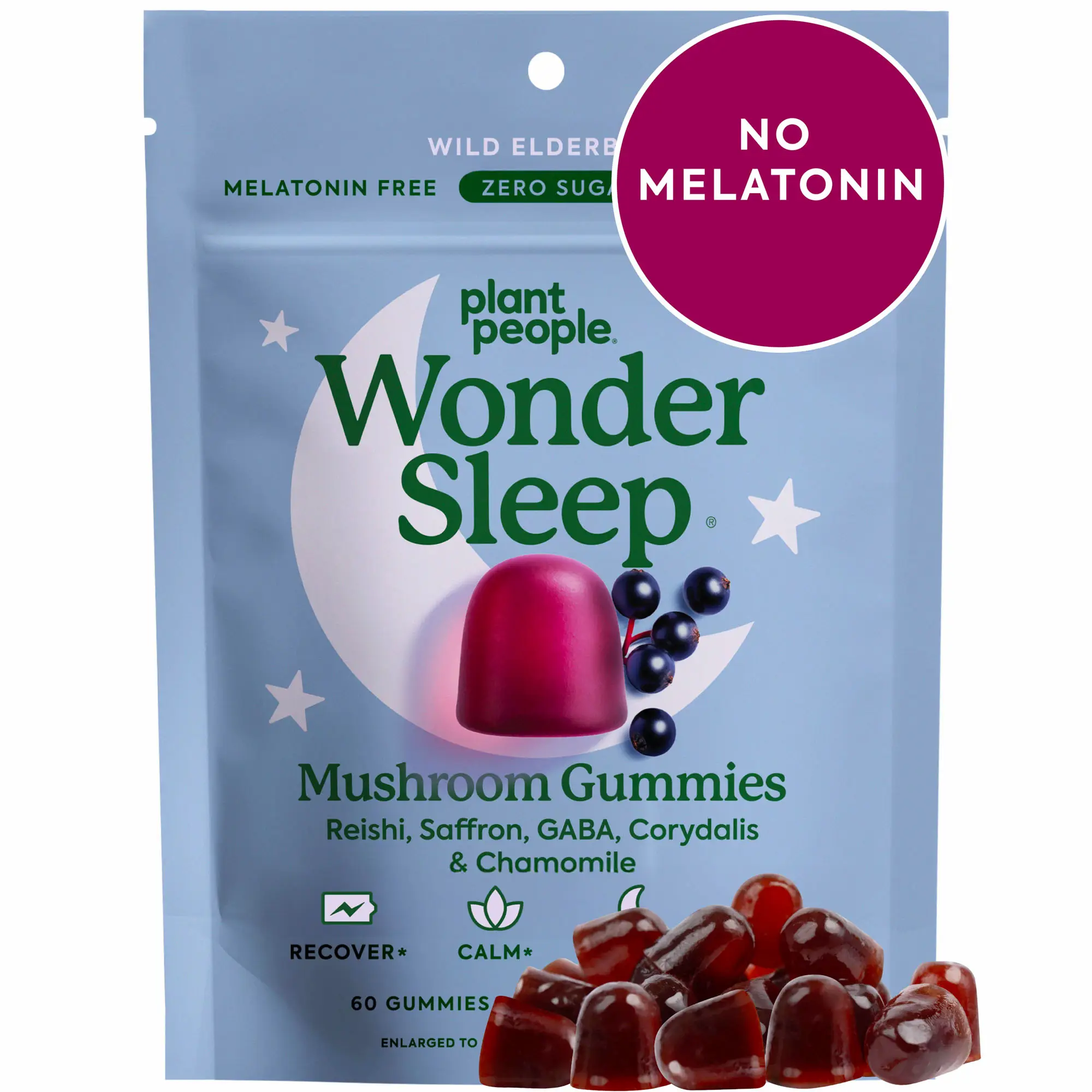 WonderSleep Mushroom Gummies by Plant People - Sugar Free, Melatonin Free, All Natural Sleep Gummy Supplement Healthcare Dietary