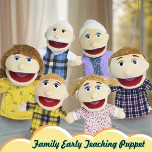 6 piece family hand puppet 5.28 inches (about 13.4 cm) grandparents, parents, brothers and sisters plush hand puppet toys roleplaying toys puppet suitable for children's storytelling imagination pretend play teaching preschool