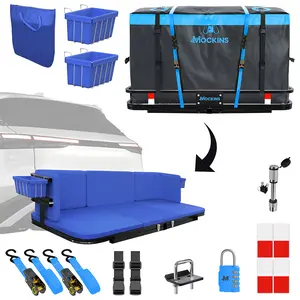 Mockins 48"x18"x6" 2-in-1 Hitch Cargo Carrier Basket and Hitch Bench Set with 15 Cu.Ft. Cargo Bag & Accessories