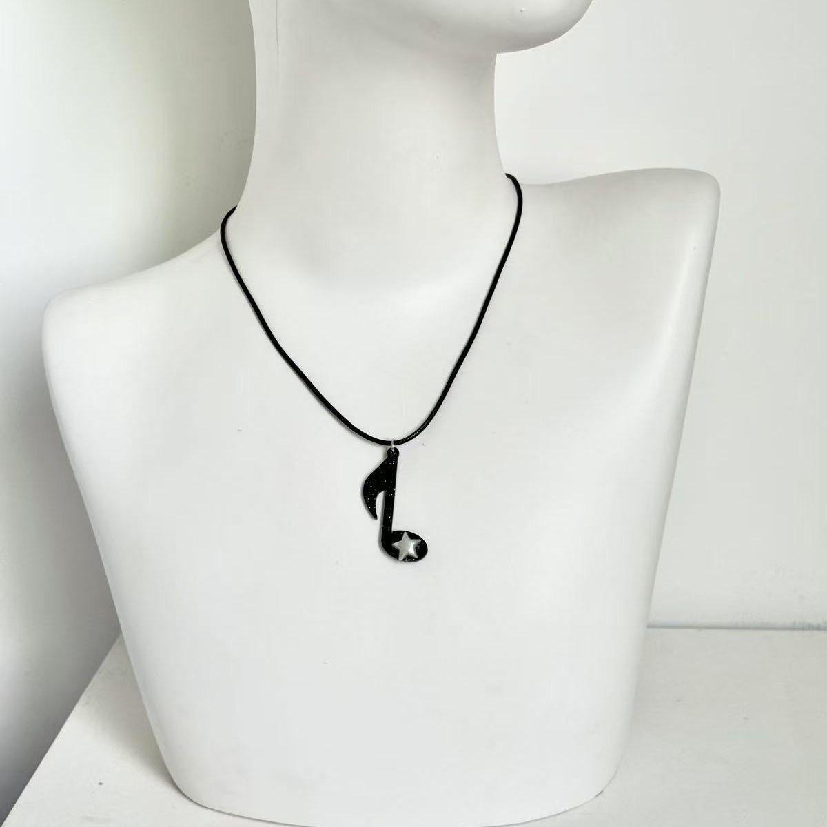 Y2K Sweet Girl Star Music Note Necklace Piano Melody Choker Cute Aesthetic Jewelry for Fans of Y2K Fashion and Music Lovers