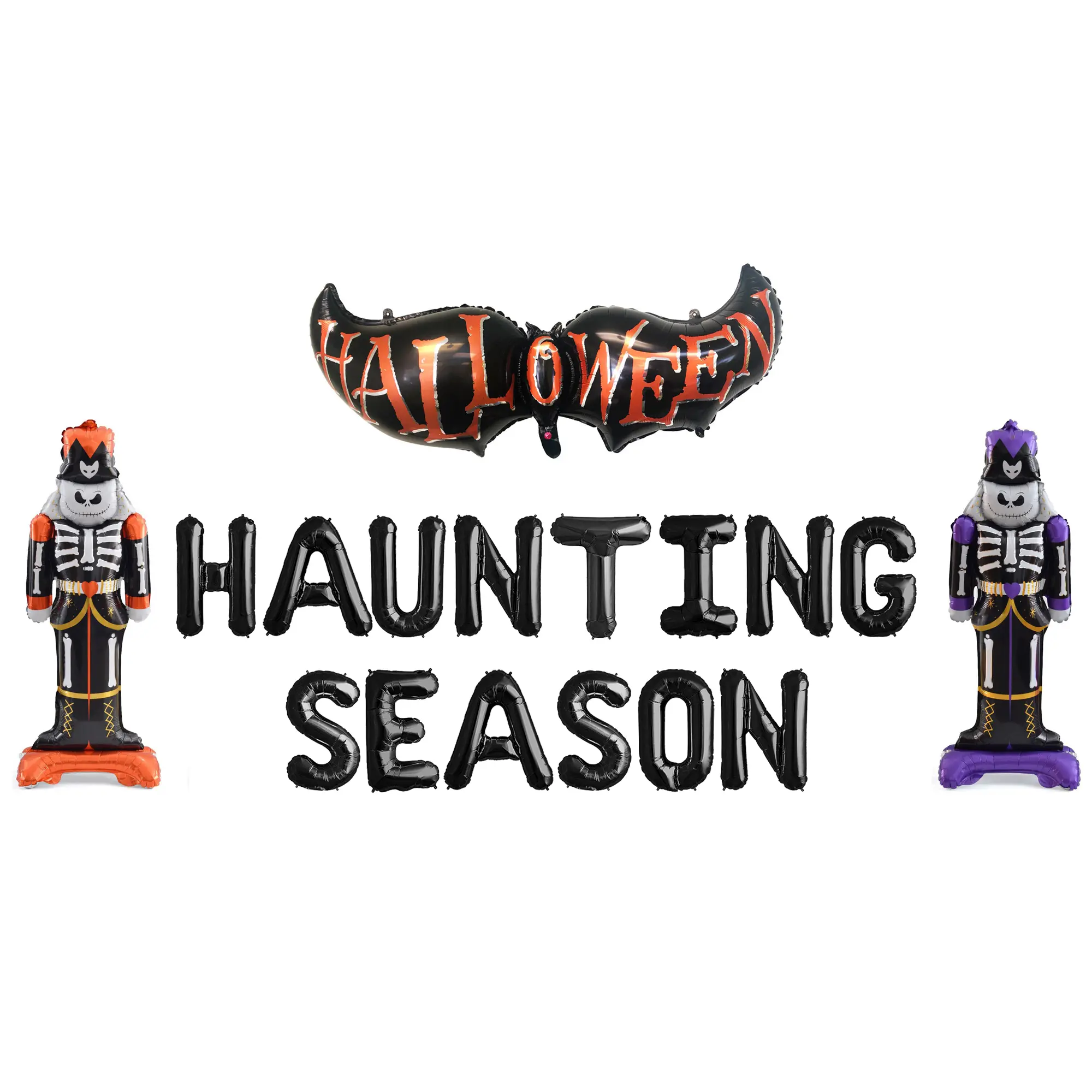 Haunting Season Halloween Balloon Banner - Boo Ghost Balloon, Witch Balloon, String & Straw Included
