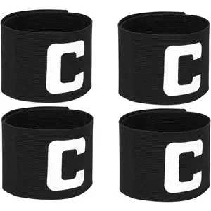 Soccer Captain Armband Nylon Football Bands for Adult Youth, Adjustable Soccer Rugby Basketball Player Bands, Black