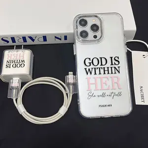 5-Piece iPhone Protection Set, Metal Frame Transparent Case, Charger & Cable Protectors, Silicone Cord Organizer, Fits Multiple Models, Accessories