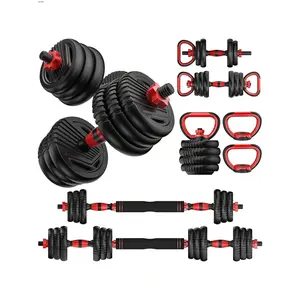 Fitness equipment  Adjustable 55LBS Free Weights Dumbbells 4 In 1 Weight Set Dumbbell Barbell Kettlebell Push Up Home Gym Fiess Workout Equipment For Men Women Strength training
