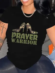 Women's Polyester Camo Graphic T Shirt with Crew Neck and All Season Comfort