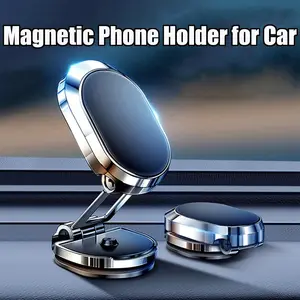 Magnetic Mobile Phone Bracket, Foldable And Adjustable Rubidium Magnetic Strong Magnetic Mobile Phone Bracket, Rotatable Mobile Phone Navigation Bracket, Mobile Phone Bracket For Indoor Office