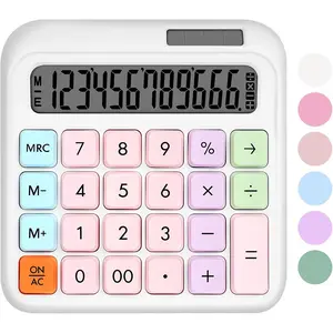 Mechanical  Calculator, Desktop Calculator, White Calculator Big Buttons, 12-Digits Large LCD Display, Solar &  Dual Power, Desk Calculator for Office Home School Basic Business
