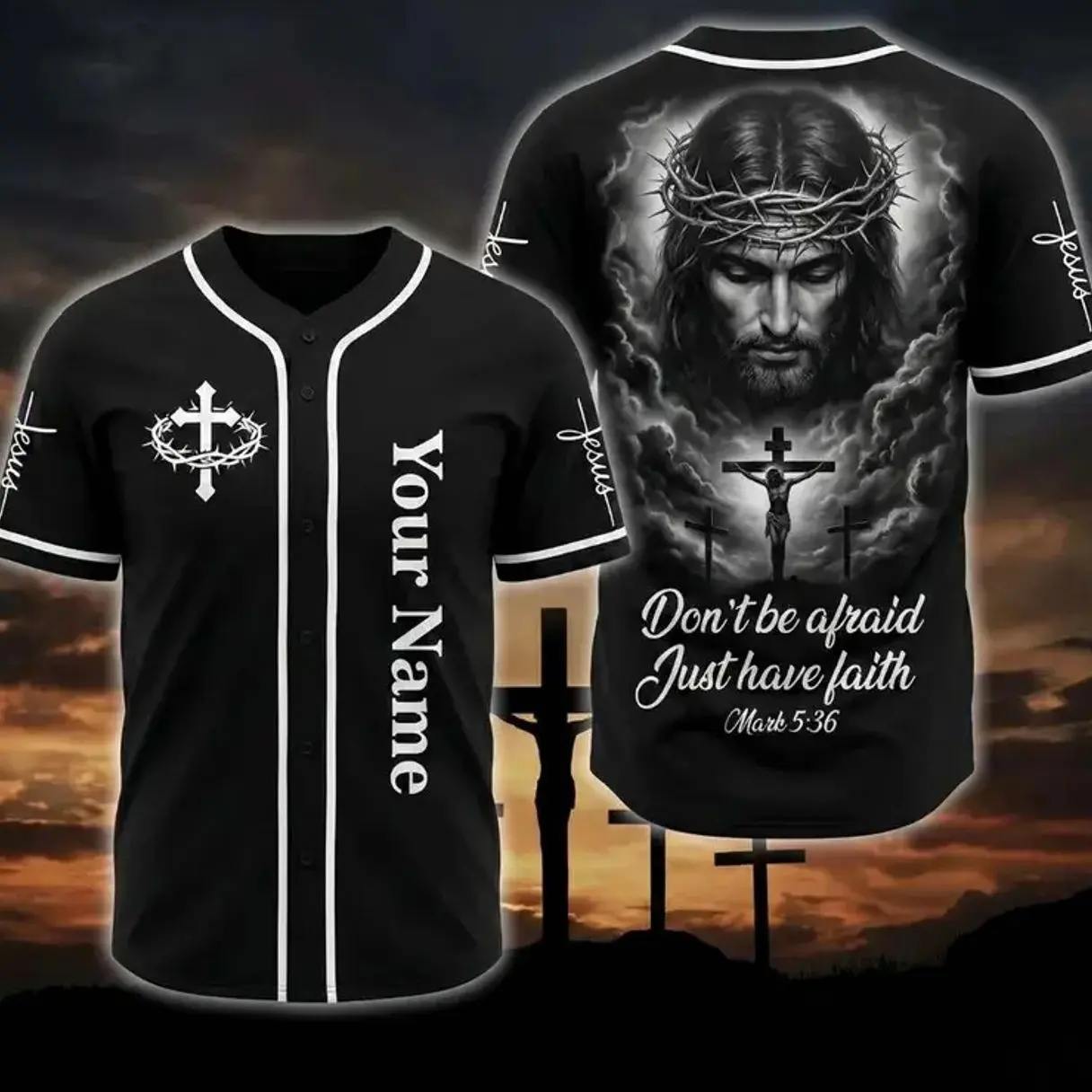 Just Have Faith Baseball Jersey, Cross God Christian Religious Men Women