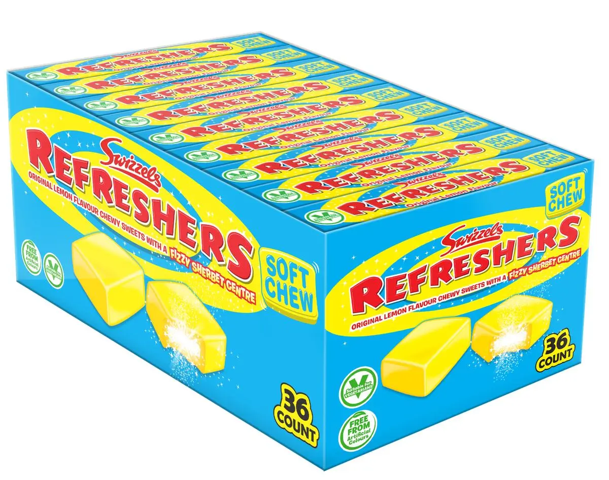 Swizzels UK Import Refresher Lemon Sherbert Chewy Bar 43g 36 ct Tray